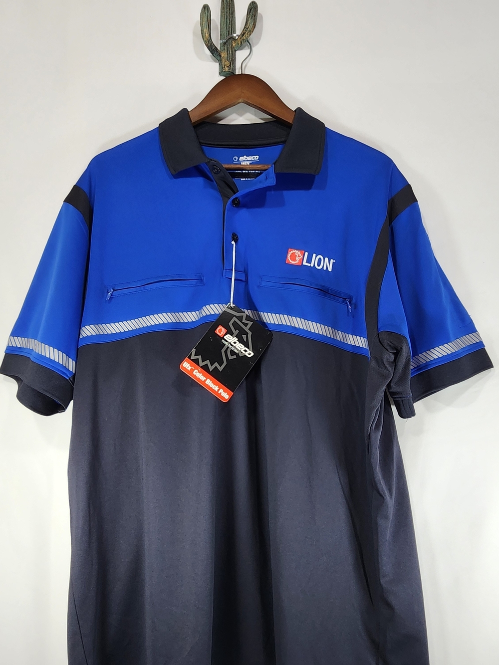 Elbeco UFX Colorblock Men's L Blue/Black Polo Short Sleeve K5213 Reflective